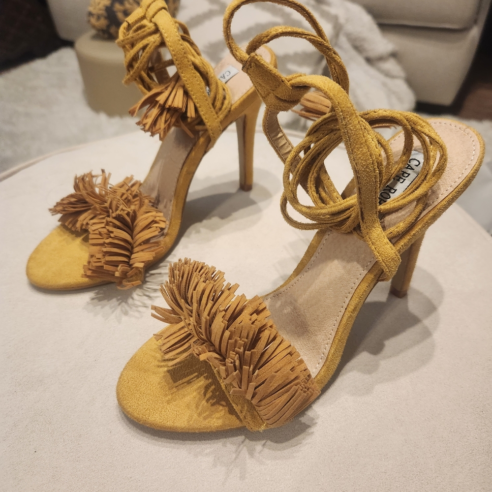 Cape Robbin Mustard Fringe Heels